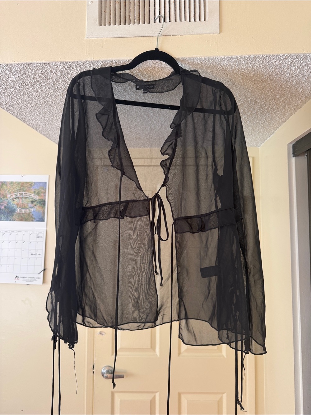 Fashion Nova Black Sheer Mesh Blouse